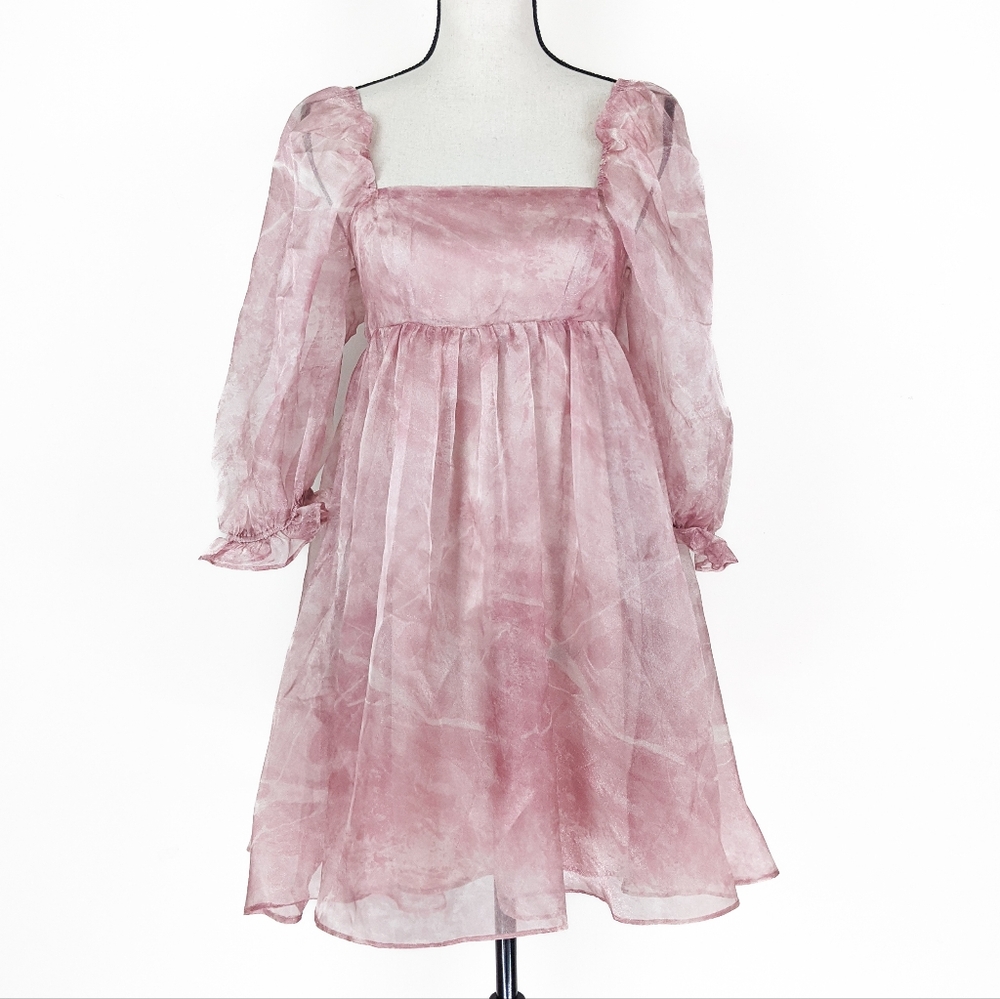 🦋LAST 1🦋 NWT Storia Pink Marble Baby Doll Mini Dress